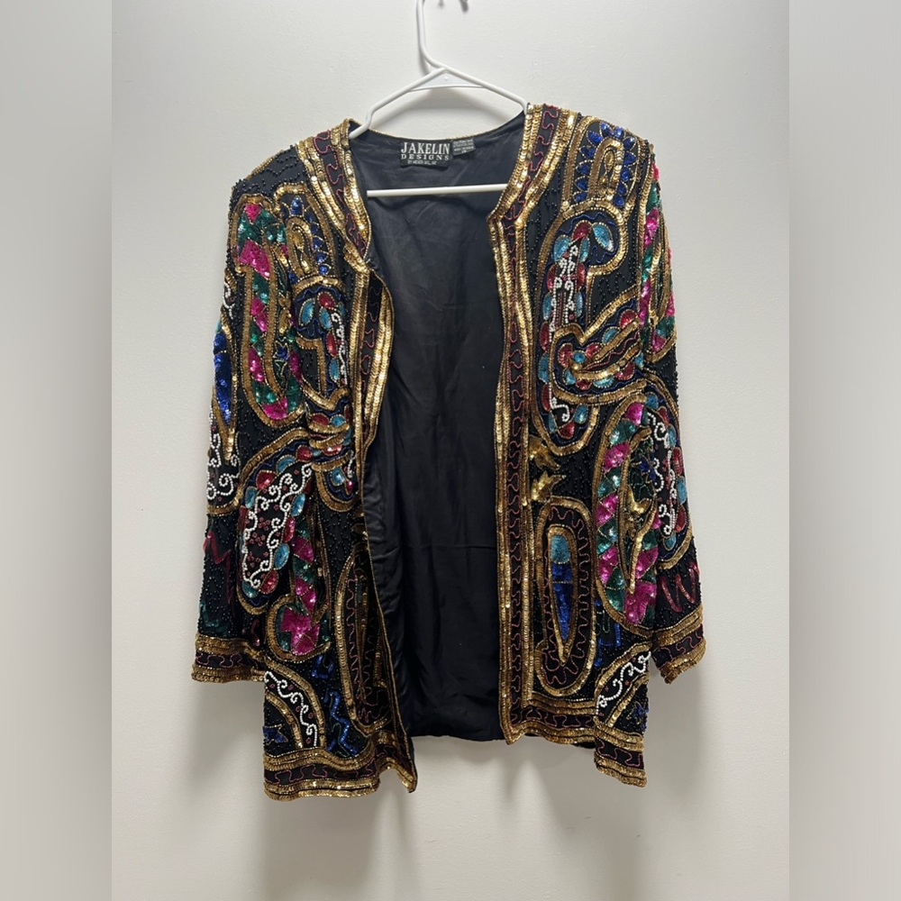 LIKE NEW JAKELIN DESIGNS Sequin Beaded Blazer Duster Size: 1X
